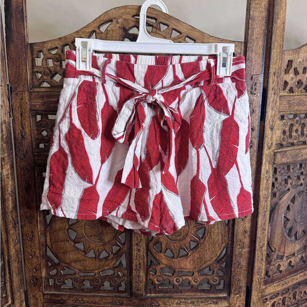 Red and White Cargo Shorts with Playful Stripes